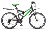 Велосипед 26' двухподвес STELS Challenger V чёрный/зелёный, 21 ск., 20' (2020) Z010 LU083396